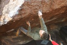 Bouldering in Hueco Tanks on 12/16/2019 with Blue Lizard Climbing and Yoga
Filename: SRM_20191216_1203301.jpg
Aperture: f/3.2
Shutter Speed: 1/250
Body: Canon EOS-1D Mark II
Lens: Canon EF 50mm f/1.8 II
