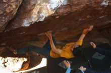 Bouldering in Hueco Tanks on 12/16/2019 with Blue Lizard Climbing and Yoga
Filename: SRM_20191216_1210160.jpg
Aperture: f/3.5
Shutter Speed: 1/250
Body: Canon EOS-1D Mark II
Lens: Canon EF 50mm f/1.8 II
