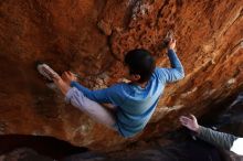 Bouldering in Hueco Tanks on 12/16/2019 with Blue Lizard Climbing and Yoga
Filename: SRM_20191216_1258130.jpg
Aperture: f/4.0
Shutter Speed: 1/250
Body: Canon EOS-1D Mark II
Lens: Canon EF 16-35mm f/2.8 L
