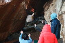 Bouldering in Hueco Tanks on 12/16/2019 with Blue Lizard Climbing and Yoga
Filename: SRM_20191216_1756250.jpg
Aperture: f/2.8
Shutter Speed: 1/250
Body: Canon EOS-1D Mark II
Lens: Canon EF 50mm f/1.8 II