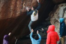 Bouldering in Hueco Tanks on 12/16/2019 with Blue Lizard Climbing and Yoga
Filename: SRM_20191216_1757020.jpg
Aperture: f/3.2
Shutter Speed: 1/250
Body: Canon EOS-1D Mark II
Lens: Canon EF 50mm f/1.8 II