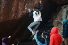 Bouldering in Hueco Tanks on 12/16/2019 with Blue Lizard Climbing and Yoga
Filename: SRM_20191216_1757031.jpg
Aperture: f/4.0
Shutter Speed: 1/250
Body: Canon EOS-1D Mark II
Lens: Canon EF 50mm f/1.8 II