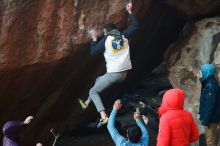 Bouldering in Hueco Tanks on 12/16/2019 with Blue Lizard Climbing and Yoga
Filename: SRM_20191216_1757032.jpg
Aperture: f/3.5
Shutter Speed: 1/250
Body: Canon EOS-1D Mark II
Lens: Canon EF 50mm f/1.8 II