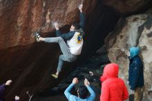 Bouldering in Hueco Tanks on 12/16/2019 with Blue Lizard Climbing and Yoga
Filename: SRM_20191216_1757050.jpg
Aperture: f/3.5
Shutter Speed: 1/250
Body: Canon EOS-1D Mark II
Lens: Canon EF 50mm f/1.8 II