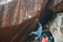 Bouldering in Hueco Tanks on 12/16/2019 with Blue Lizard Climbing and Yoga
Filename: SRM_20191216_1803490.jpg
Aperture: f/2.5
Shutter Speed: 1/250
Body: Canon EOS-1D Mark II
Lens: Canon EF 50mm f/1.8 II