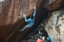 Bouldering in Hueco Tanks on 12/16/2019 with Blue Lizard Climbing and Yoga
Filename: SRM_20191216_1804060.jpg
Aperture: f/2.8
Shutter Speed: 1/250
Body: Canon EOS-1D Mark II
Lens: Canon EF 50mm f/1.8 II