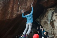 Bouldering in Hueco Tanks on 12/16/2019 with Blue Lizard Climbing and Yoga
Filename: SRM_20191216_1804120.jpg
Aperture: f/3.5
Shutter Speed: 1/250
Body: Canon EOS-1D Mark II
Lens: Canon EF 50mm f/1.8 II