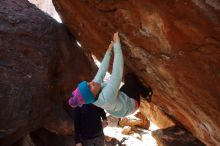 Bouldering in Hueco Tanks on 12/23/2019 with Blue Lizard Climbing and Yoga
Filename: SRM_20191223_1254590.jpg
Aperture: f/6.3
Shutter Speed: 1/250
Body: Canon EOS-1D Mark II
Lens: Canon EF 16-35mm f/2.8 L