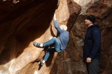 Bouldering in Hueco Tanks on 12/23/2019 with Blue Lizard Climbing and Yoga
Filename: SRM_20191223_1602440.jpg
Aperture: f/7.1
Shutter Speed: 1/250
Body: Canon EOS-1D Mark II
Lens: Canon EF 16-35mm f/2.8 L