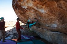 Bouldering in Hueco Tanks on 12/26/2019 with Blue Lizard Climbing and Yoga
Filename: SRM_20191226_1157020.jpg
Aperture: f/7.1
Shutter Speed: 1/320
Body: Canon EOS-1D Mark II
Lens: Canon EF 16-35mm f/2.8 L