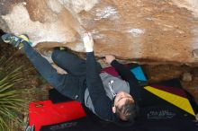 Bouldering in Hueco Tanks on 12/28/2019 with Blue Lizard Climbing and Yoga
Filename: SRM_20191228_1643020.jpg
Aperture: f/4.5
Shutter Speed: 1/250
Body: Canon EOS-1D Mark II
Lens: Canon EF 50mm f/1.8 II