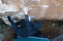 Bouldering in Hueco Tanks on 12/29/2019 with Blue Lizard Climbing and Yoga
Filename: SRM_20191229_1124150.jpg
Aperture: f/2.8
Shutter Speed: 1/250
Body: Canon EOS-1D Mark II
Lens: Canon EF 50mm f/1.8 II