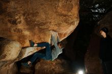 Bouldering in Hueco Tanks on 12/31/2019 with Blue Lizard Climbing and Yoga
Filename: SRM_20191231_1739510.jpg
Aperture: f/6.3
Shutter Speed: 1/250
Body: Canon EOS-1D Mark II
Lens: Canon EF 16-35mm f/2.8 L