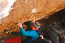 Bouldering in Hueco Tanks on 01/03/2020 with Blue Lizard Climbing and Yoga
Filename: SRM_20200103_1620060.jpg
Aperture: f/3.5
Shutter Speed: 1/250
Body: Canon EOS-1D Mark II
Lens: Canon EF 50mm f/1.8 II