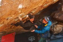 Bouldering in Hueco Tanks on 01/03/2020 with Blue Lizard Climbing and Yoga
Filename: SRM_20200103_1627151.jpg
Aperture: f/3.2
Shutter Speed: 1/250
Body: Canon EOS-1D Mark II
Lens: Canon EF 50mm f/1.8 II