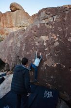 Bouldering in Hueco Tanks on 01/03/2020 with Blue Lizard Climbing and Yoga
Filename: SRM_20200103_1824350.jpg
Aperture: f/3.5
Shutter Speed: 1/200
Body: Canon EOS-1D Mark II
Lens: Canon EF 16-35mm f/2.8 L