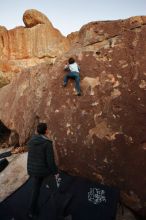 Bouldering in Hueco Tanks on 01/03/2020 with Blue Lizard Climbing and Yoga
Filename: SRM_20200103_1825470.jpg
Aperture: f/3.5
Shutter Speed: 1/160
Body: Canon EOS-1D Mark II
Lens: Canon EF 16-35mm f/2.8 L