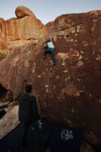 Bouldering in Hueco Tanks on 01/03/2020 with Blue Lizard Climbing and Yoga
Filename: SRM_20200103_1825490.jpg
Aperture: f/4.5
Shutter Speed: 1/160
Body: Canon EOS-1D Mark II
Lens: Canon EF 16-35mm f/2.8 L