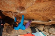 Bouldering in Hueco Tanks on 01/02/2020 with Blue Lizard Climbing and Yoga
Filename: SRM_20200102_1218560.jpg
Aperture: f/3.5
Shutter Speed: 1/250
Body: Canon EOS-1D Mark II
Lens: Canon EF 16-35mm f/2.8 L