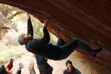 Bouldering in Hueco Tanks on 01/02/2020 with Blue Lizard Climbing and Yoga
Filename: SRM_20200102_1502141.jpg
Aperture: f/2.8
Shutter Speed: 1/250
Body: Canon EOS-1D Mark II
Lens: Canon EF 50mm f/1.8 II