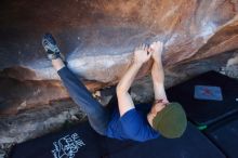 Bouldering in Hueco Tanks on 01/12/2020 with Blue Lizard Climbing and Yoga
Filename: SRM_20200112_1647310.jpg
Aperture: f/5.0
Shutter Speed: 1/250
Body: Canon EOS-1D Mark II
Lens: Canon EF 16-35mm f/2.8 L