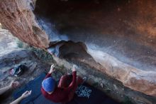 Bouldering in Hueco Tanks on 01/12/2020 with Blue Lizard Climbing and Yoga
Filename: SRM_20200112_1702180.jpg
Aperture: f/5.0
Shutter Speed: 1/250
Body: Canon EOS-1D Mark II
Lens: Canon EF 16-35mm f/2.8 L
