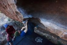 Bouldering in Hueco Tanks on 01/12/2020 with Blue Lizard Climbing and Yoga
Filename: SRM_20200112_1703110.jpg
Aperture: f/5.0
Shutter Speed: 1/250
Body: Canon EOS-1D Mark II
Lens: Canon EF 16-35mm f/2.8 L