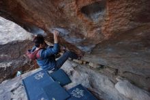 Bouldering in Hueco Tanks on 01/16/2020 with Blue Lizard Climbing and Yoga
Filename: SRM_20200116_1402070.jpg
Aperture: f/5.0
Shutter Speed: 1/320
Body: Canon EOS-1D Mark II
Lens: Canon EF 16-35mm f/2.8 L