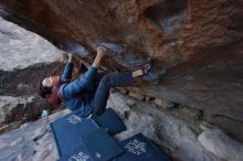 Bouldering in Hueco Tanks on 01/16/2020 with Blue Lizard Climbing and Yoga
Filename: SRM_20200116_1402090.jpg
Aperture: f/6.3
Shutter Speed: 1/320
Body: Canon EOS-1D Mark II
Lens: Canon EF 16-35mm f/2.8 L