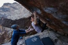 Bouldering in Hueco Tanks on 01/16/2020 with Blue Lizard Climbing and Yoga
Filename: SRM_20200116_1407220.jpg
Aperture: f/8.0
Shutter Speed: 1/320
Body: Canon EOS-1D Mark II
Lens: Canon EF 16-35mm f/2.8 L