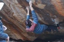 Bouldering in Hueco Tanks on 01/16/2020 with Blue Lizard Climbing and Yoga
Filename: SRM_20200116_1448200.jpg
Aperture: f/3.2
Shutter Speed: 1/250
Body: Canon EOS-1D Mark II
Lens: Canon EF 50mm f/1.8 II