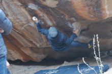 Bouldering in Hueco Tanks on 01/16/2020 with Blue Lizard Climbing and Yoga
Filename: SRM_20200116_1450480.jpg
Aperture: f/2.8
Shutter Speed: 1/250
Body: Canon EOS-1D Mark II
Lens: Canon EF 50mm f/1.8 II