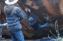 Bouldering in Hueco Tanks on 01/16/2020 with Blue Lizard Climbing and Yoga
Filename: SRM_20200116_1454460.jpg
Aperture: f/3.2
Shutter Speed: 1/250
Body: Canon EOS-1D Mark II
Lens: Canon EF 50mm f/1.8 II