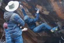 Bouldering in Hueco Tanks on 01/16/2020 with Blue Lizard Climbing and Yoga
Filename: SRM_20200116_1454530.jpg
Aperture: f/3.2
Shutter Speed: 1/250
Body: Canon EOS-1D Mark II
Lens: Canon EF 50mm f/1.8 II
