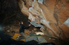 Bouldering in Hueco Tanks on 01/19/2020 with Blue Lizard Climbing and Yoga
Filename: SRM_20200119_1145000.jpg
Aperture: f/8.0
Shutter Speed: 1/250
Body: Canon EOS-1D Mark II
Lens: Canon EF 16-35mm f/2.8 L