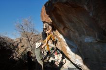 Bouldering in Hueco Tanks on 01/19/2020 with Blue Lizard Climbing and Yoga
Filename: SRM_20200119_1603110.jpg
Aperture: f/7.1
Shutter Speed: 1/640
Body: Canon EOS-1D Mark II
Lens: Canon EF 16-35mm f/2.8 L
