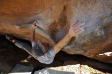 Bouldering in Hueco Tanks on 01/19/2020 with Blue Lizard Climbing and Yoga
Filename: SRM_20200119_1604430.jpg
Aperture: f/6.3
Shutter Speed: 1/320
Body: Canon EOS-1D Mark II
Lens: Canon EF 16-35mm f/2.8 L