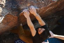 Bouldering in Hueco Tanks on 01/19/2020 with Blue Lizard Climbing and Yoga
Filename: SRM_20200119_1730220.jpg
Aperture: f/5.0
Shutter Speed: 1/320
Body: Canon EOS-1D Mark II
Lens: Canon EF 50mm f/1.8 II