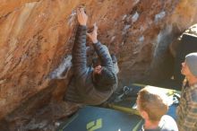 Bouldering in Hueco Tanks on 01/19/2020 with Blue Lizard Climbing and Yoga
Filename: SRM_20200119_1738220.jpg
Aperture: f/3.2
Shutter Speed: 1/320
Body: Canon EOS-1D Mark II
Lens: Canon EF 50mm f/1.8 II