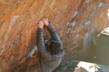 Bouldering in Hueco Tanks on 01/19/2020 with Blue Lizard Climbing and Yoga
Filename: SRM_20200119_1738260.jpg
Aperture: f/2.8
Shutter Speed: 1/320
Body: Canon EOS-1D Mark II
Lens: Canon EF 50mm f/1.8 II