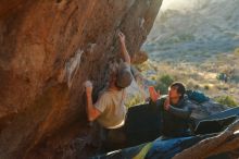 Bouldering in Hueco Tanks on 01/19/2020 with Blue Lizard Climbing and Yoga
Filename: SRM_20200119_1802540.jpg
Aperture: f/4.5
Shutter Speed: 1/320
Body: Canon EOS-1D Mark II
Lens: Canon EF 50mm f/1.8 II