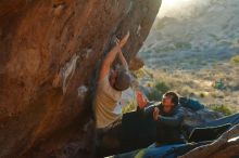 Bouldering in Hueco Tanks on 01/19/2020 with Blue Lizard Climbing and Yoga
Filename: SRM_20200119_1802550.jpg
Aperture: f/4.5
Shutter Speed: 1/320
Body: Canon EOS-1D Mark II
Lens: Canon EF 50mm f/1.8 II