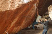 Bouldering in Hueco Tanks on 01/27/2020 with Blue Lizard Climbing and Yoga
Filename: SRM_20200127_1140320.jpg
Aperture: f/3.2
Shutter Speed: 1/320
Body: Canon EOS-1D Mark II
Lens: Canon EF 50mm f/1.8 II