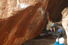 Bouldering in Hueco Tanks on 01/27/2020 with Blue Lizard Climbing and Yoga
Filename: SRM_20200127_1144050.jpg
Aperture: f/3.2
Shutter Speed: 1/320
Body: Canon EOS-1D Mark II
Lens: Canon EF 50mm f/1.8 II