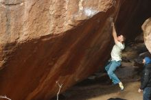 Bouldering in Hueco Tanks on 01/27/2020 with Blue Lizard Climbing and Yoga
Filename: SRM_20200127_1144290.jpg
Aperture: f/4.0
Shutter Speed: 1/320
Body: Canon EOS-1D Mark II
Lens: Canon EF 50mm f/1.8 II