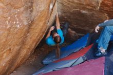 Bouldering in Hueco Tanks on 01/29/2020 with Blue Lizard Climbing and Yoga
Filename: SRM_20200129_1253130.jpg
Aperture: f/3.2
Shutter Speed: 1/250
Body: Canon EOS-1D Mark II
Lens: Canon EF 50mm f/1.8 II
