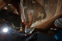 Bouldering in Hueco Tanks on 02/01/2020 with Blue Lizard Climbing and Yoga
Filename: SRM_20200201_1556060.jpg
Aperture: f/8.0
Shutter Speed: 1/250
Body: Canon EOS-1D Mark II
Lens: Canon EF 16-35mm f/2.8 L