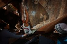 Bouldering in Hueco Tanks on 02/01/2020 with Blue Lizard Climbing and Yoga
Filename: SRM_20200201_1556080.jpg
Aperture: f/8.0
Shutter Speed: 1/250
Body: Canon EOS-1D Mark II
Lens: Canon EF 16-35mm f/2.8 L