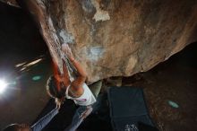 Bouldering in Hueco Tanks on 02/01/2020 with Blue Lizard Climbing and Yoga
Filename: SRM_20200201_1605460.jpg
Aperture: f/8.0
Shutter Speed: 1/250
Body: Canon EOS-1D Mark II
Lens: Canon EF 16-35mm f/2.8 L