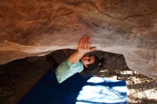 Bouldering in Hueco Tanks on 02/08/2020 with Blue Lizard Climbing and Yoga
Filename: SRM_20200208_1638330.jpg
Aperture: f/3.2
Shutter Speed: 1/250
Body: Canon EOS-1D Mark II
Lens: Canon EF 16-35mm f/2.8 L